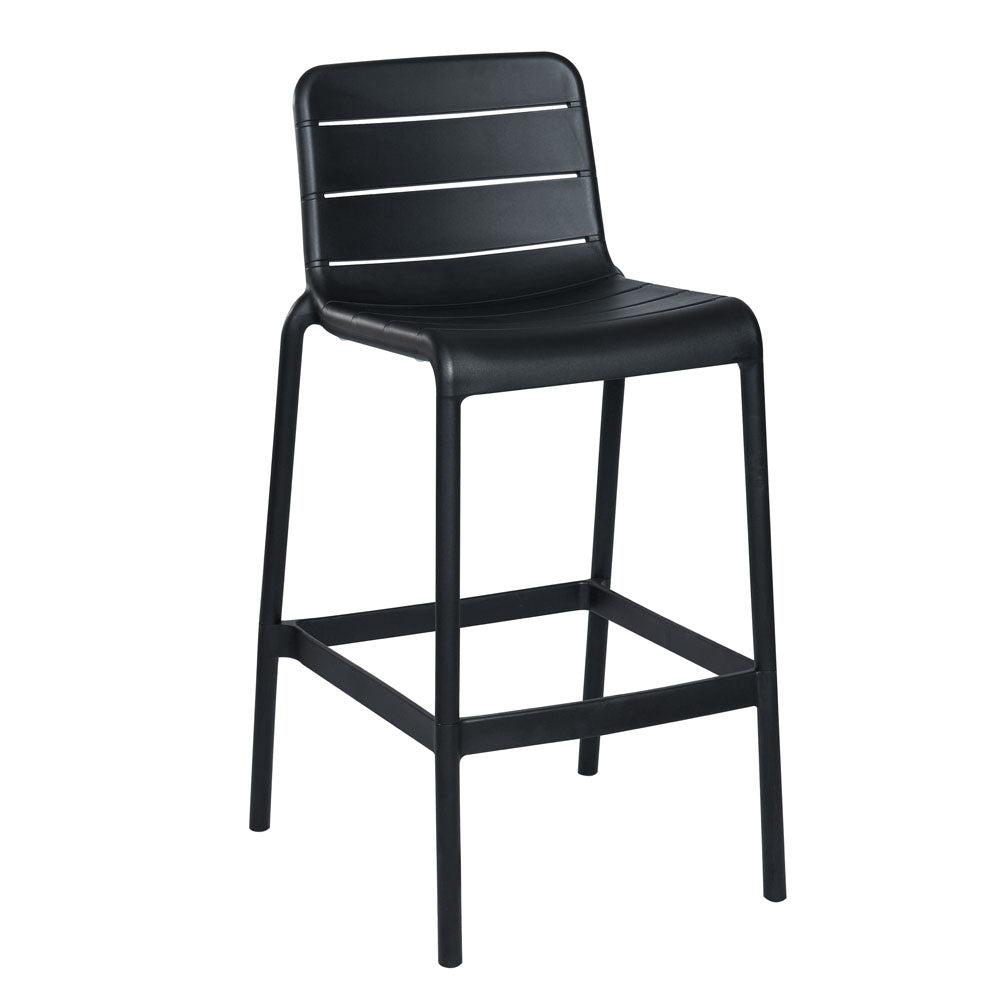 Silla Bar plástica 8650B-75 color negro, para uso interior y exterior.