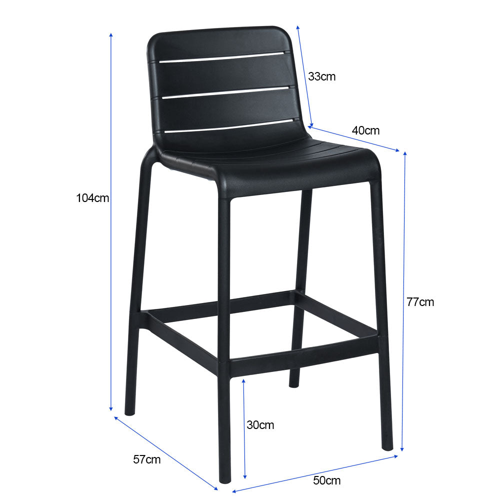 Silla Bar plástica 8650B-75 color negro, para uso interior y exterior.