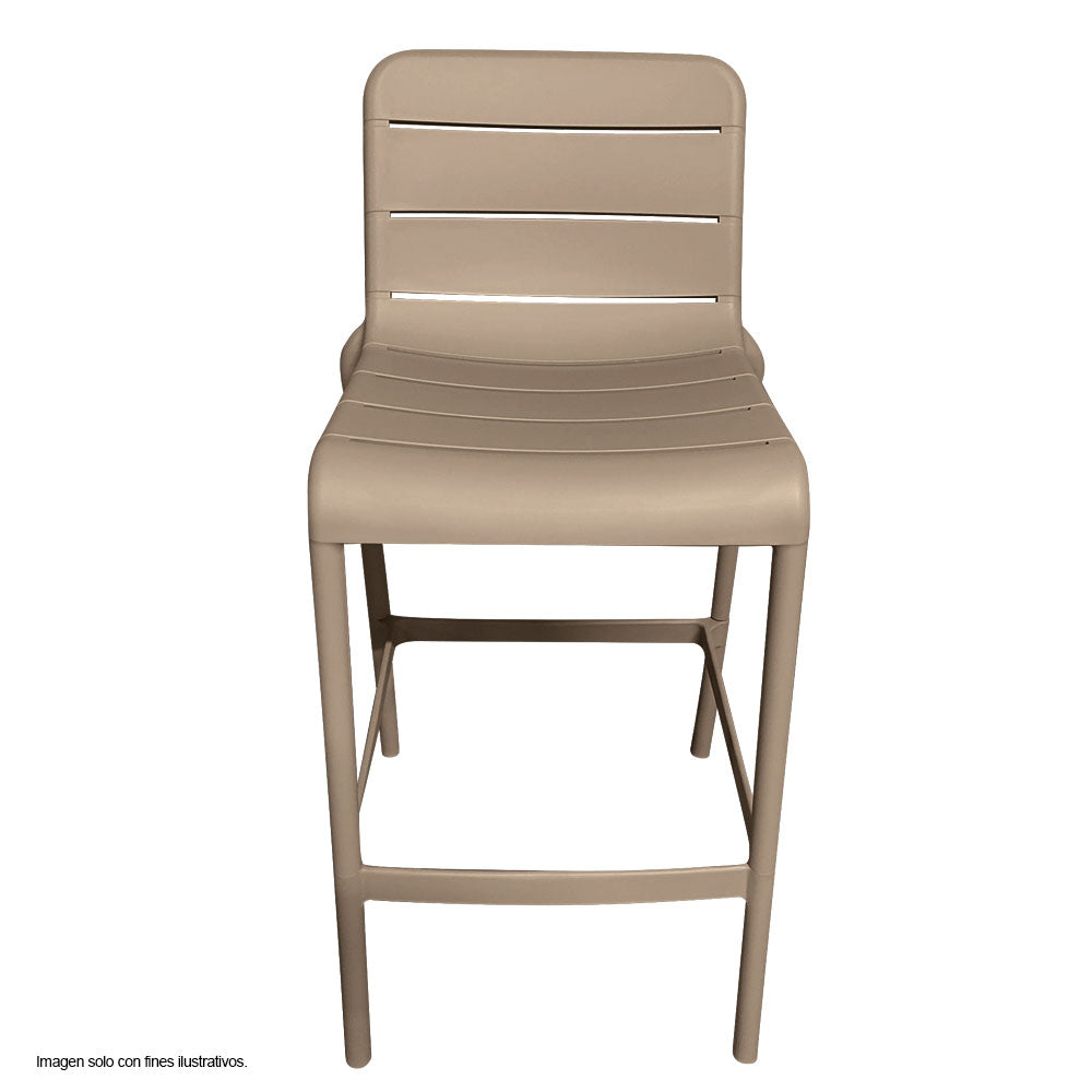Silla Bar plástica 8650B-75 color Taupe, para uso interior y exterior.