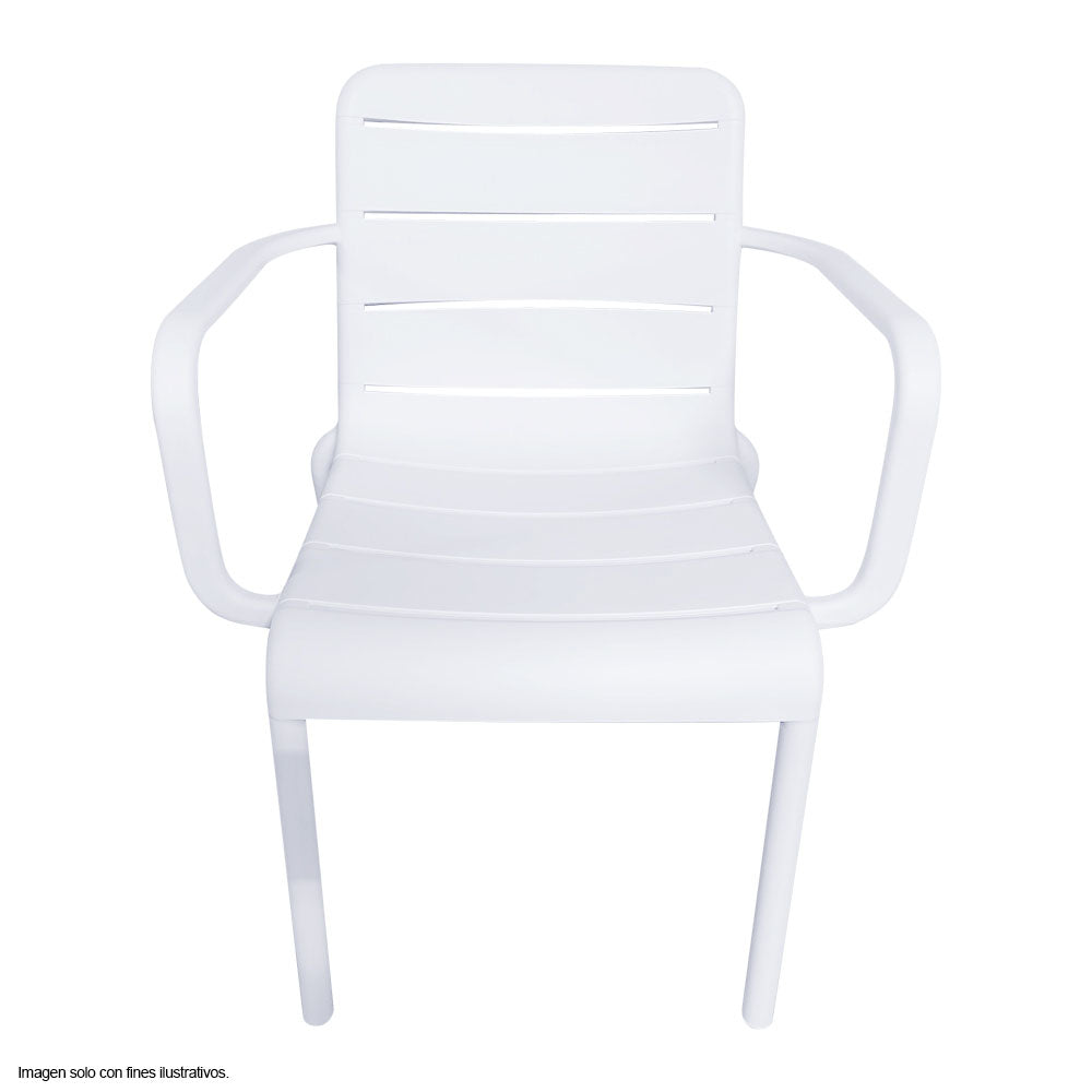 Silla plática de comedor 8650F color blanco con respaldo colado