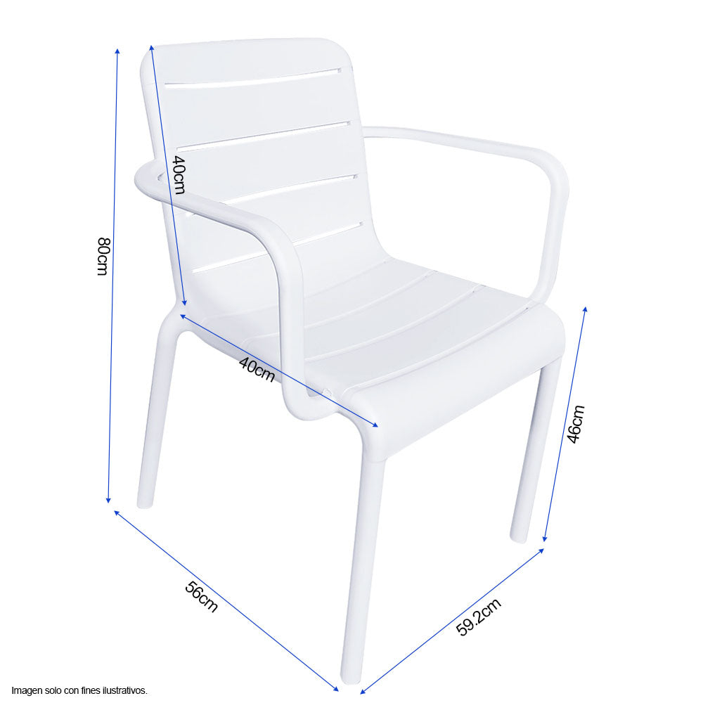 Silla plática de comedor 8650F color blanco con respaldo colado