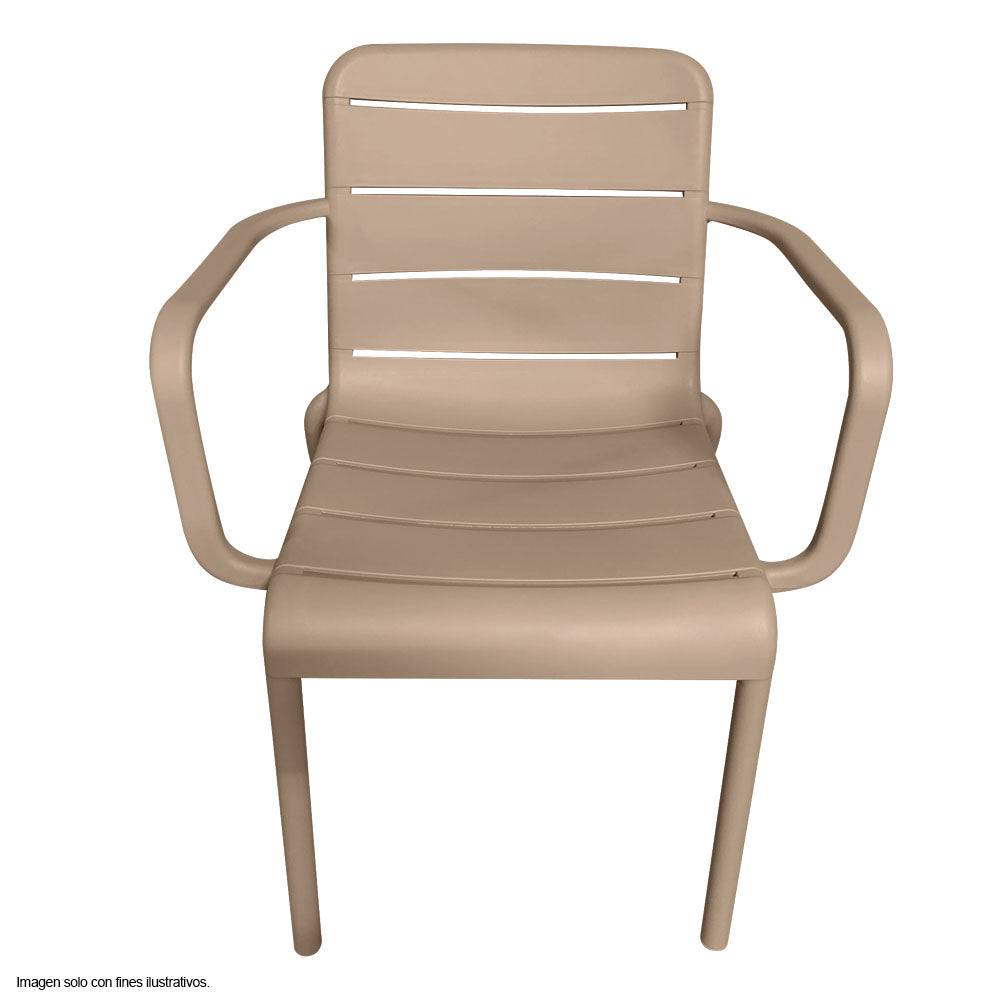 Silla plática de comedor 8650F color Taupe con respaldo colado