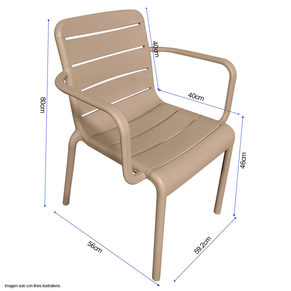 Silla plática de comedor 8650F color Taupe con respaldo colado