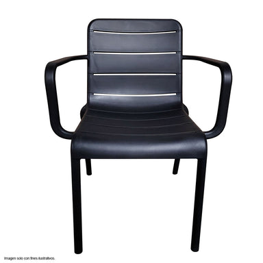 Silla plática de comedor 8650F color negro con respaldo colado