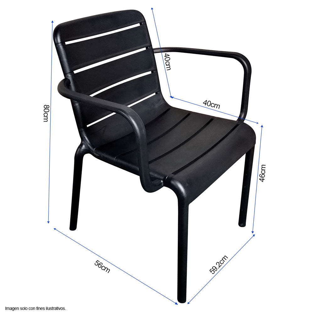 Silla plática de comedor 8650F color negro con respaldo colado