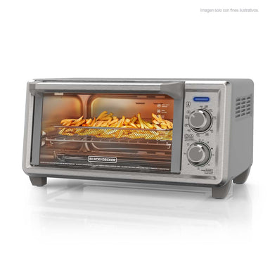 Horno freidora TO4125-0SDLA Black & Decker, capacidad para 4 rebanadas, acomoda una pizza de 23 cm. color gris