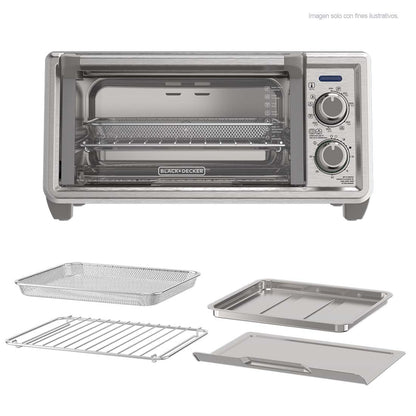 Horno freidora TO4125-0SDLA Black & Decker, capacidad para 4 rebanadas, acomoda una pizza de 23 cm. color gris