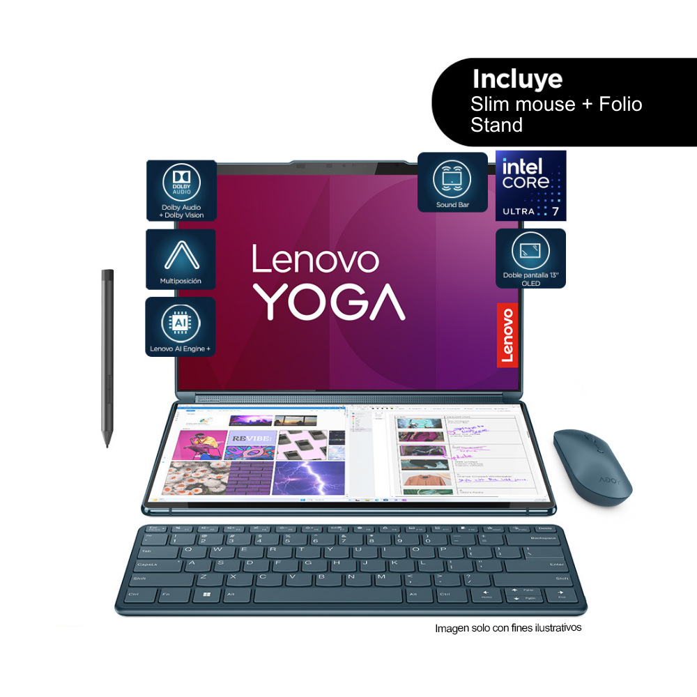 Yoga BooK 9 14iAH10 Lenovo, pantalla dual 14", 16GB 1TB, táctil, windows 11 Home