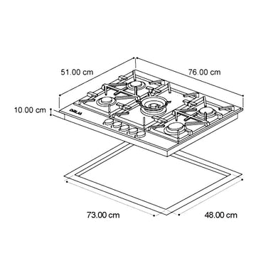 Estufa a Gas 30" TOSCANA PRO 76cm Drija, 5 quemadores SABAF