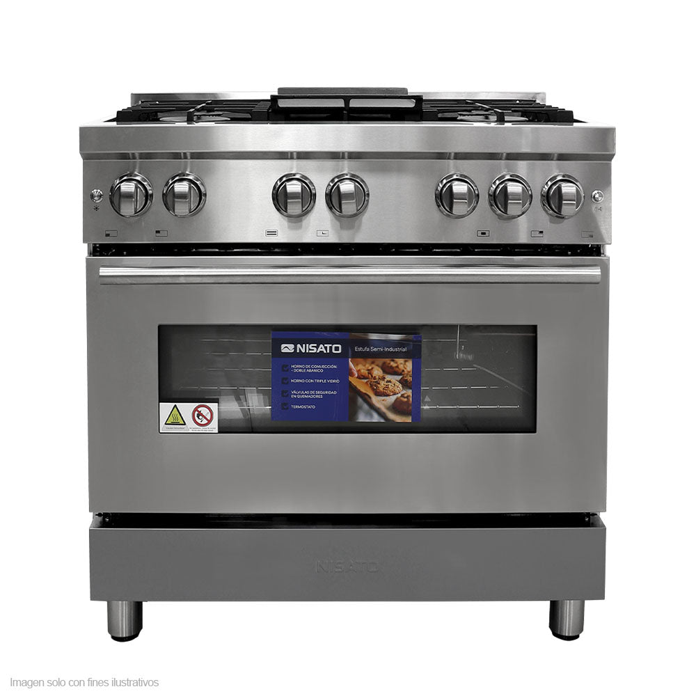 Estufa Semi- industrial de 36" NPX-9076RS7 Nisato, acero inoxidable encendido eléctrico