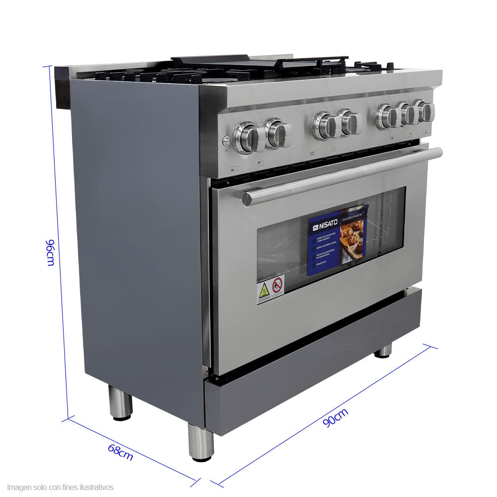 Estufa Semi- industrial de 36" NPX-9076RS7 Nisato, acero inoxidable encendido eléctrico