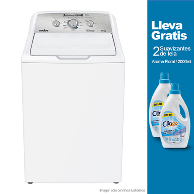 Lavadora 18kg LMA78113CBAB0 Mabe + 2 suavizante de tela, floral de 2000ml