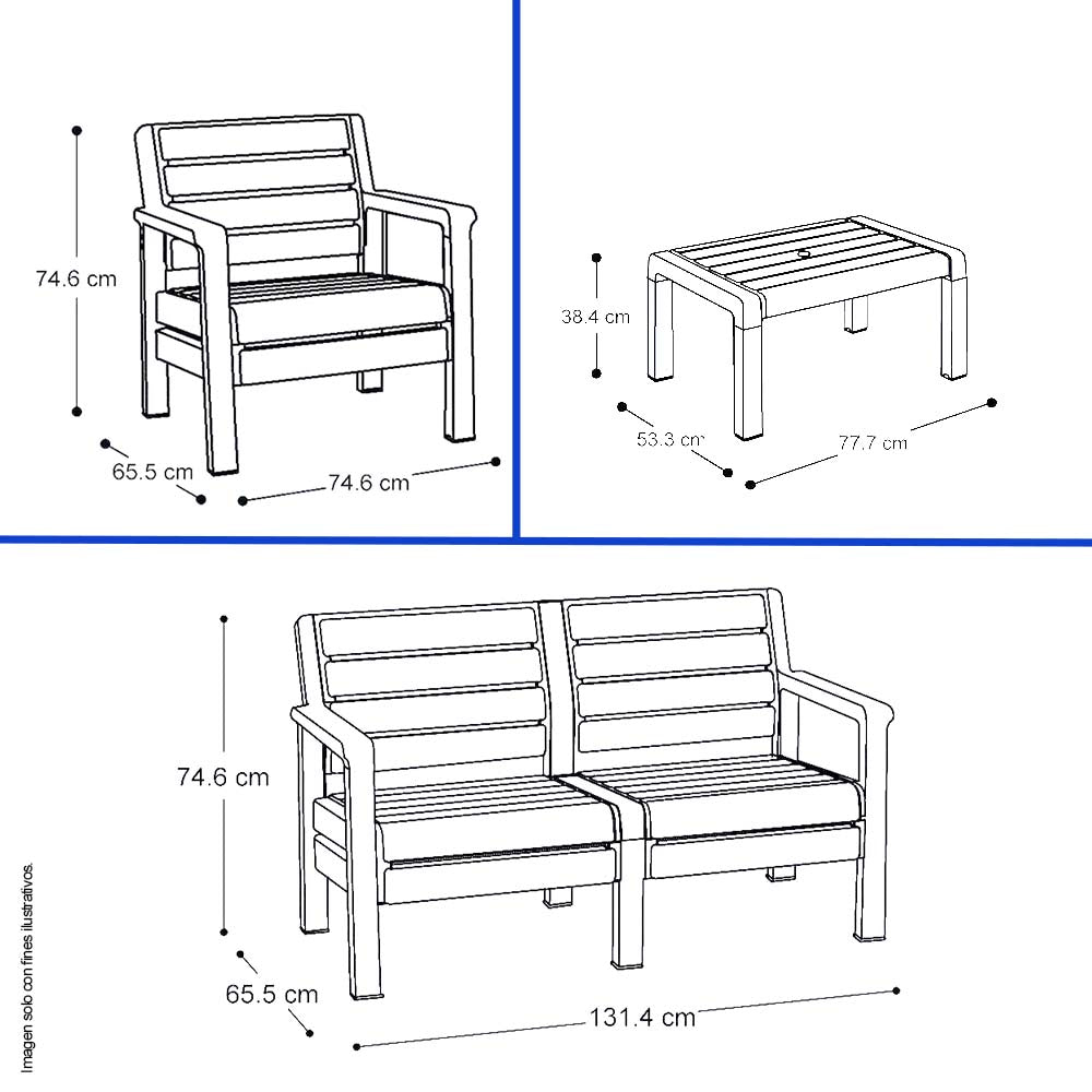 Sala 4 puestos modelo BARU 14246-XP color Mocca