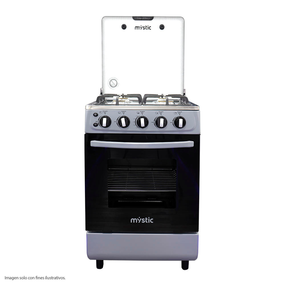Estufa a gas 24" MY-ST4Q924-PHEL-GY, Mystic, modelo JADE, 4 quemadores encendido electrónico color gris