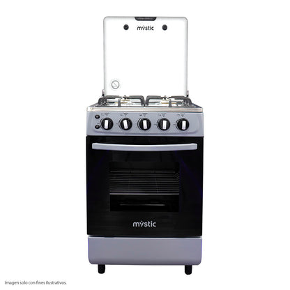 Estufa a gas 24" MY-ST4Q924-PHEL-GY, Mystic, modelo JADE, 4 quemadores encendido electrónico color gris