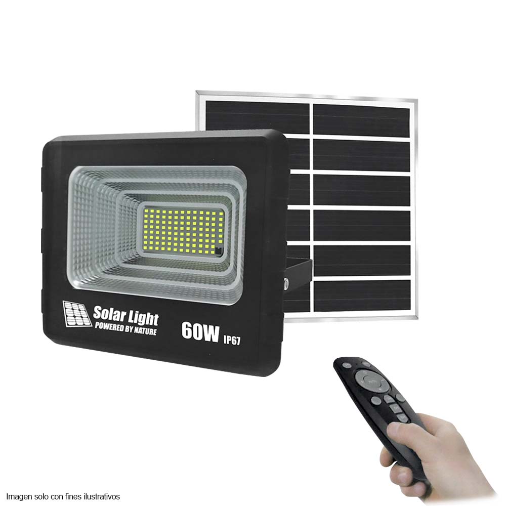 Reflector LED 60W IP67 6500K con panel solar Kingmox