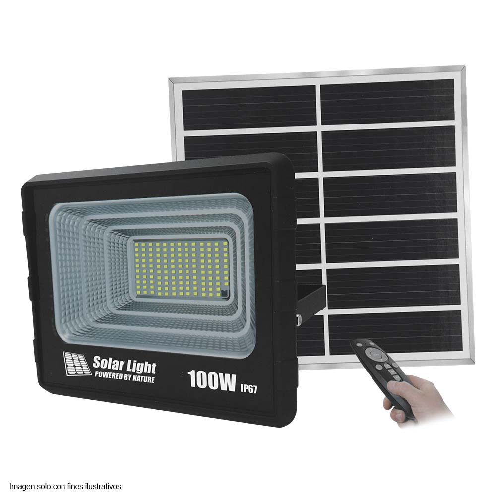 Reflector LED KM-L3982 de 100W con panel solar IP67 6500K
