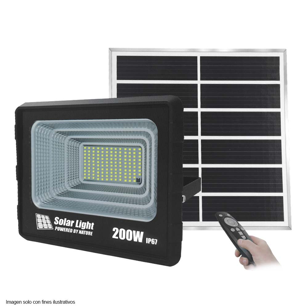 Reflector LED KM-L3983 de 200W con panel solar IP67 6500K