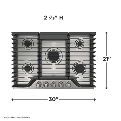 Estufa de 30" a gas empotrable GCCG3048AS 5 quemadores, acero inoxidable Frigidaire