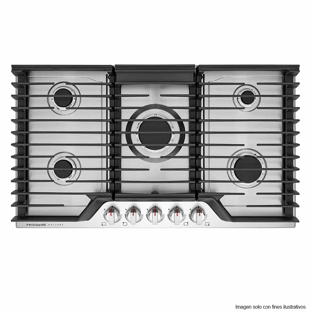 Estufa empotrable a gas de 36" GCCG3648AS Frigidaire 5 quemadores, acero inoxidable
