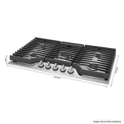 Estufa empotrable a gas de 36" GCCG3648AS Frigidaire 5 quemadores, acero inoxidable