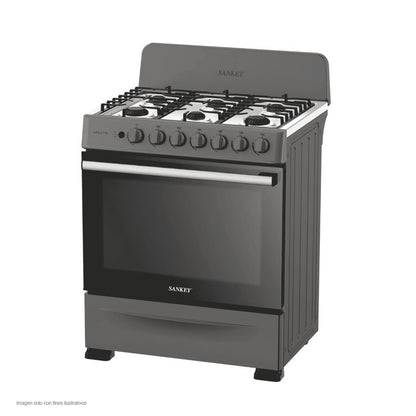 Estufa a gas de 30" Carla TT6 Sankey 6 quemadores encendido eléctrico color gris