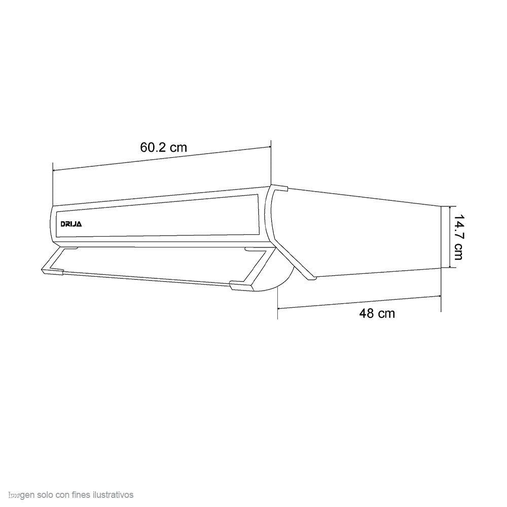 Extractor de grasa Slim Touch 60 color negro, 3 velocidades iluminación LED
