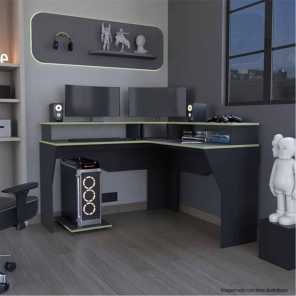 Escritorio Gamer Guma ELW 9614 color wengue + cantos verdes