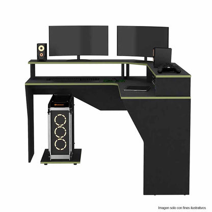 Escritorio Gamer Guma ELW 9614 color wengue + cantos verdes