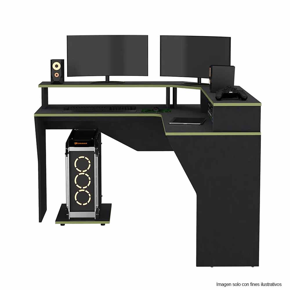 Escritorio Gamer Guma ELW 9614 color wengue + cantos verdes