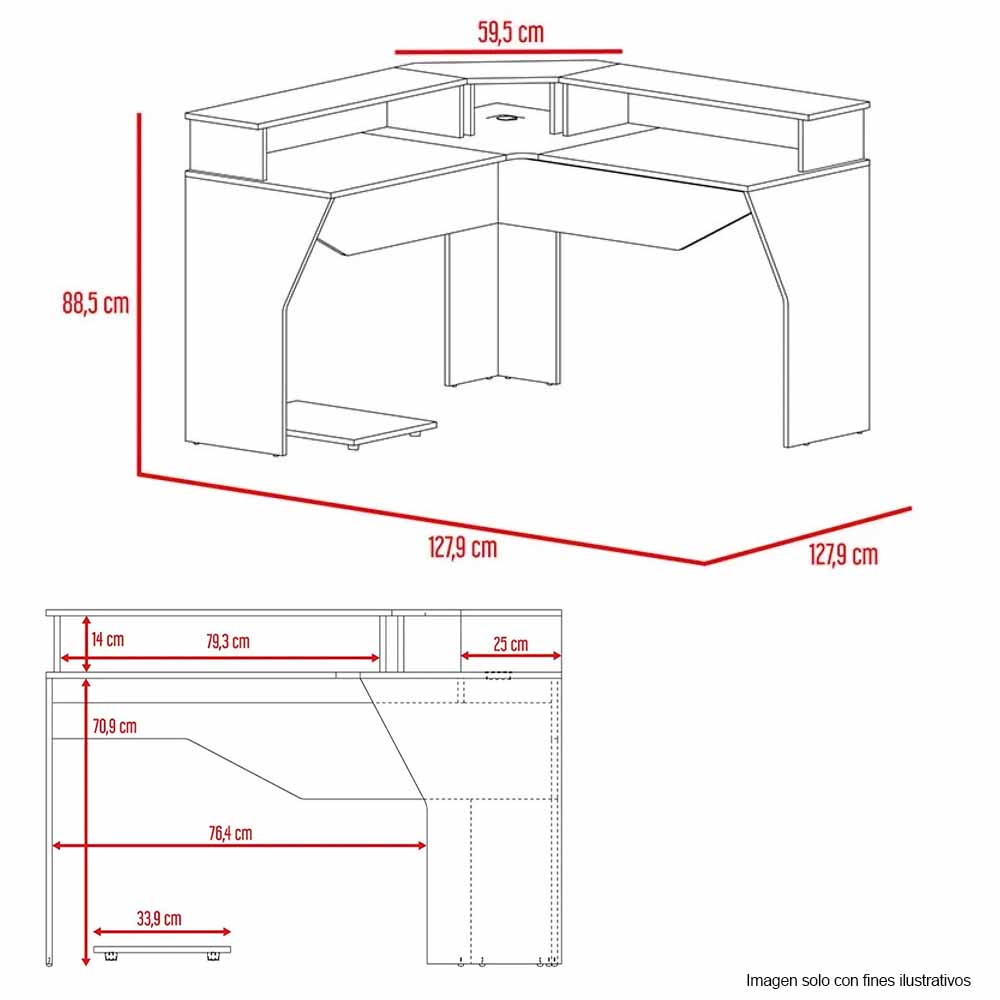 Escritorio Gamer Guma ELW 9614 color wengue + cantos verdes