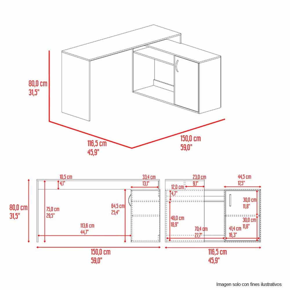 Escritorio Gamer Axis EWB 12174 color wengue + cantos blanco