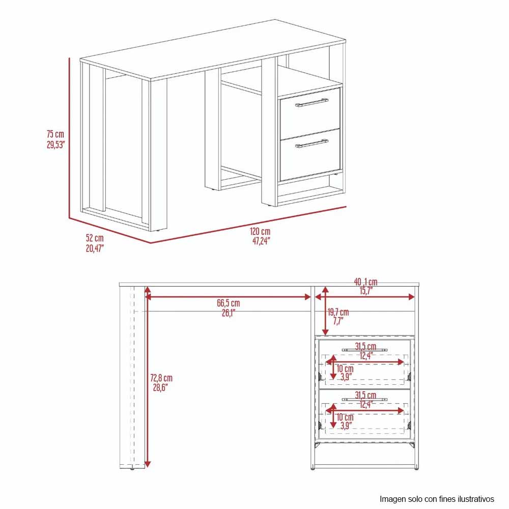 Escritorio Verlot 10331 color arupo + capri