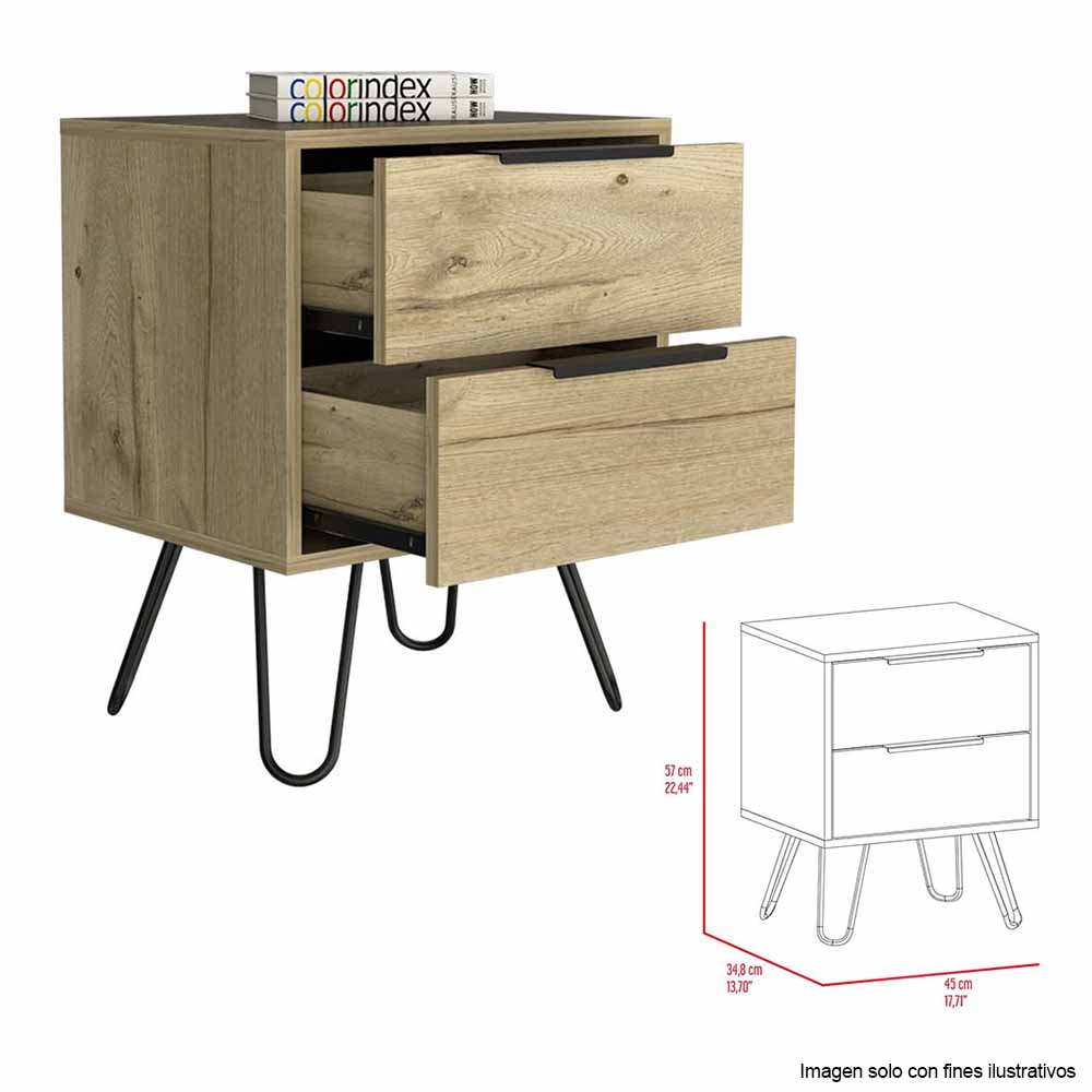 Mesa de noche Augusta Novo MLD 6629 Color Duna + wengue