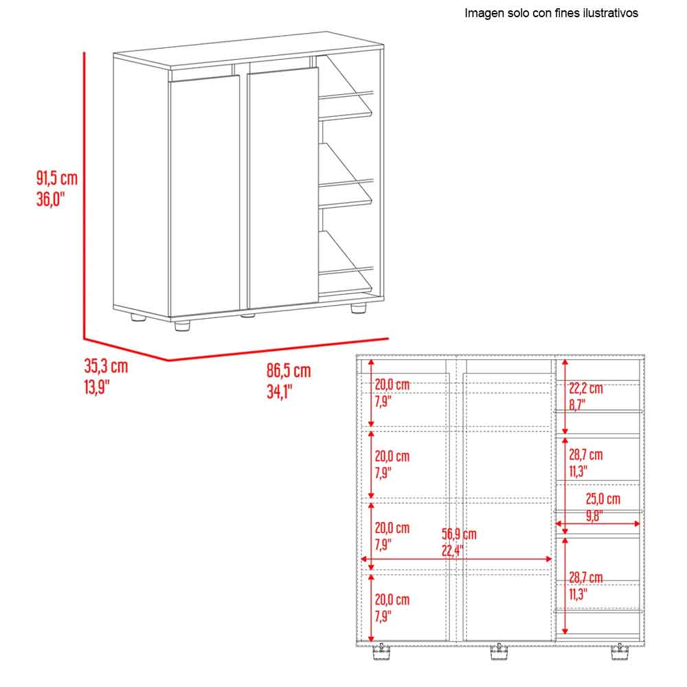 Zapatero Houck ZPN 12704 color Nogal + plomo