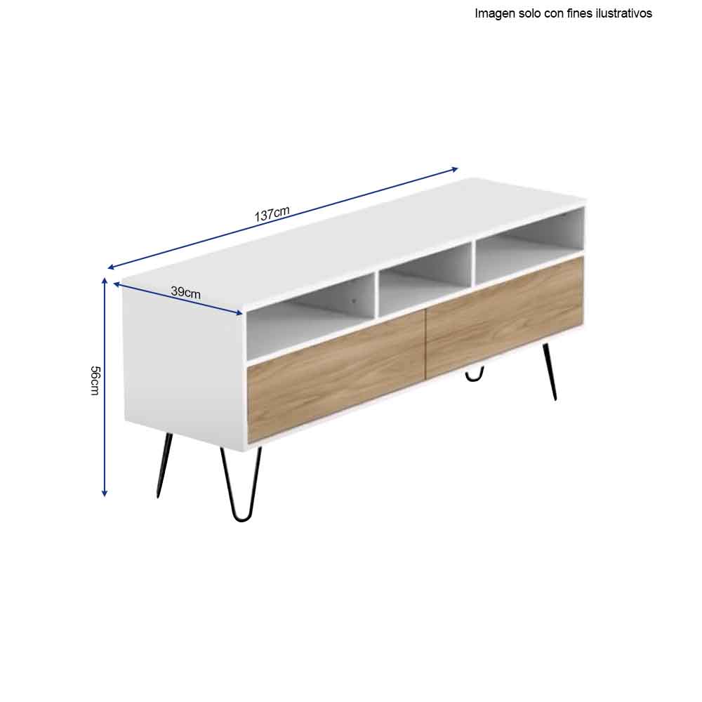 Rack para TV TORI, RBF 10310 color fresno + blanco