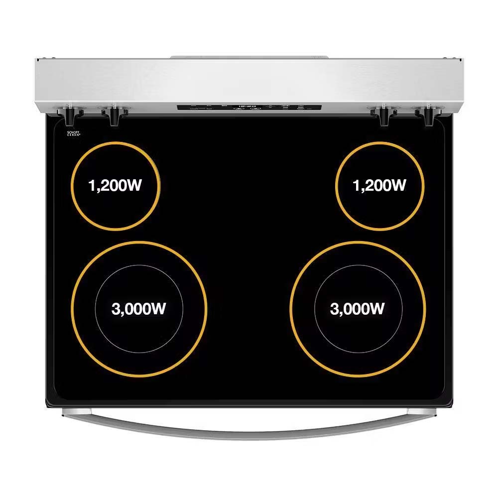 Estufa 30" eléctrica WFES3030RS Whirlpool, cubierta Vitroceramica modo Sabbath