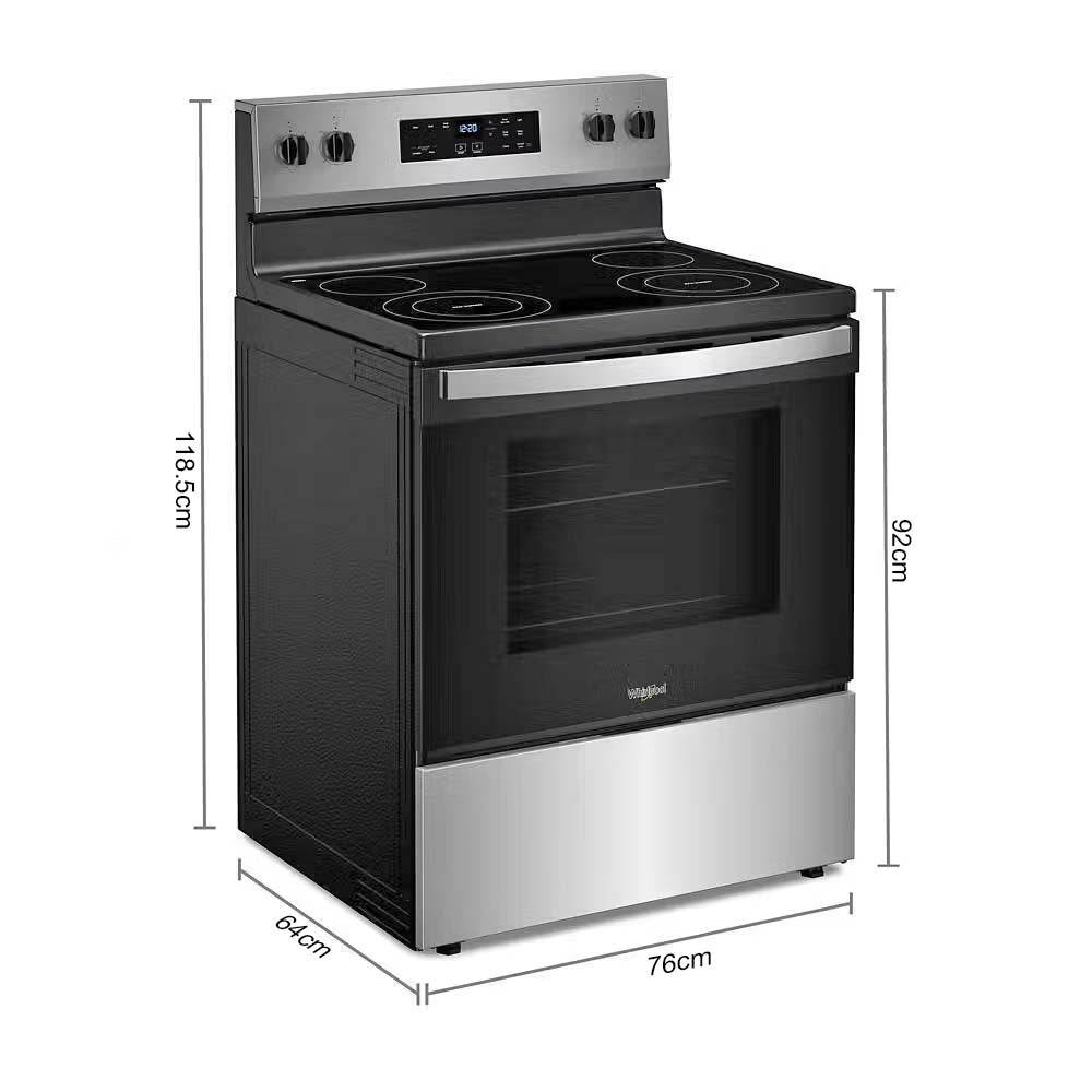 Estufa 30" eléctrica WFES3030RS Whirlpool, cubierta Vitroceramica modo Sabbath