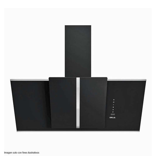 Extractor de grasa 60cm modelo Triangolo 60 de cristal negro con borde de acero, DRIJA  panel digital