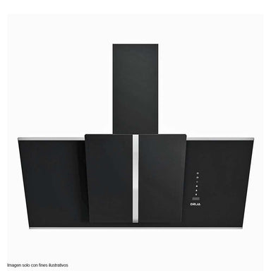 Extractor de grasa 60cm modelo Triangolo 60 de cristal negro con borde de acero, DRIJA  panel digital