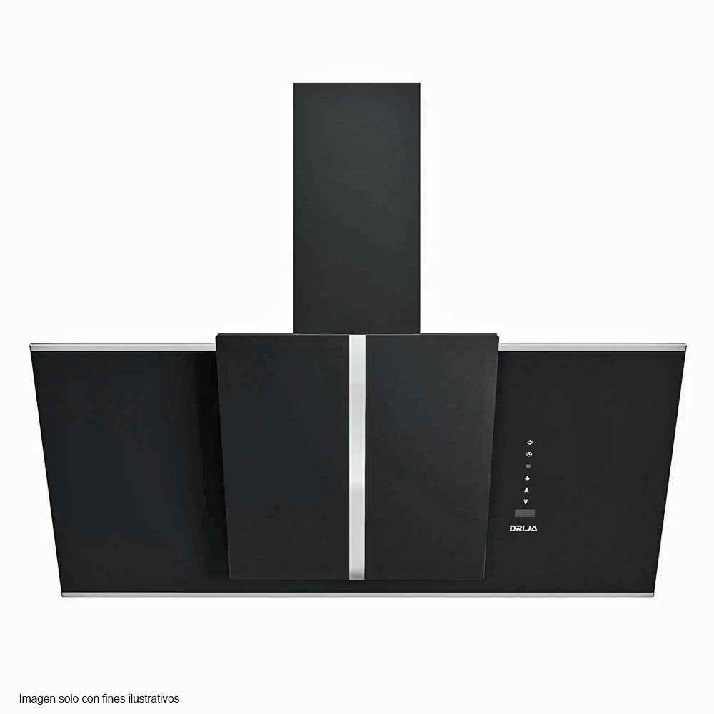 Extractor de grasa  Triangolo 90 de cristal negro con borde de acero, DRIJA  panel digital