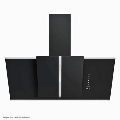 Extractor de grasa  Triangolo 90 de cristal negro con borde de acero, DRIJA  panel digital