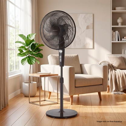 Abanico de pedestal FN-1783BL 16" negro 3 velocidades Sankey