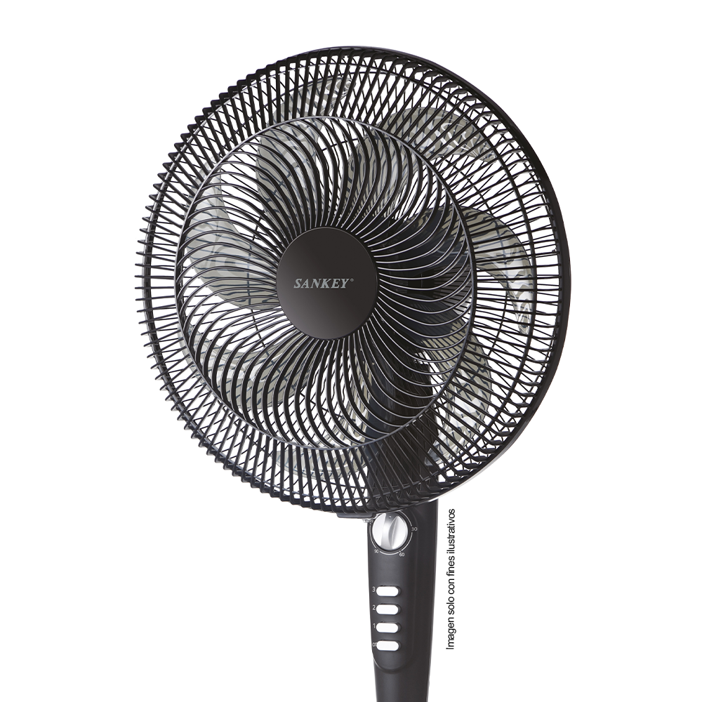 Abanico de pedestal FN-1783BL 16" negro 3 velocidades Sankey