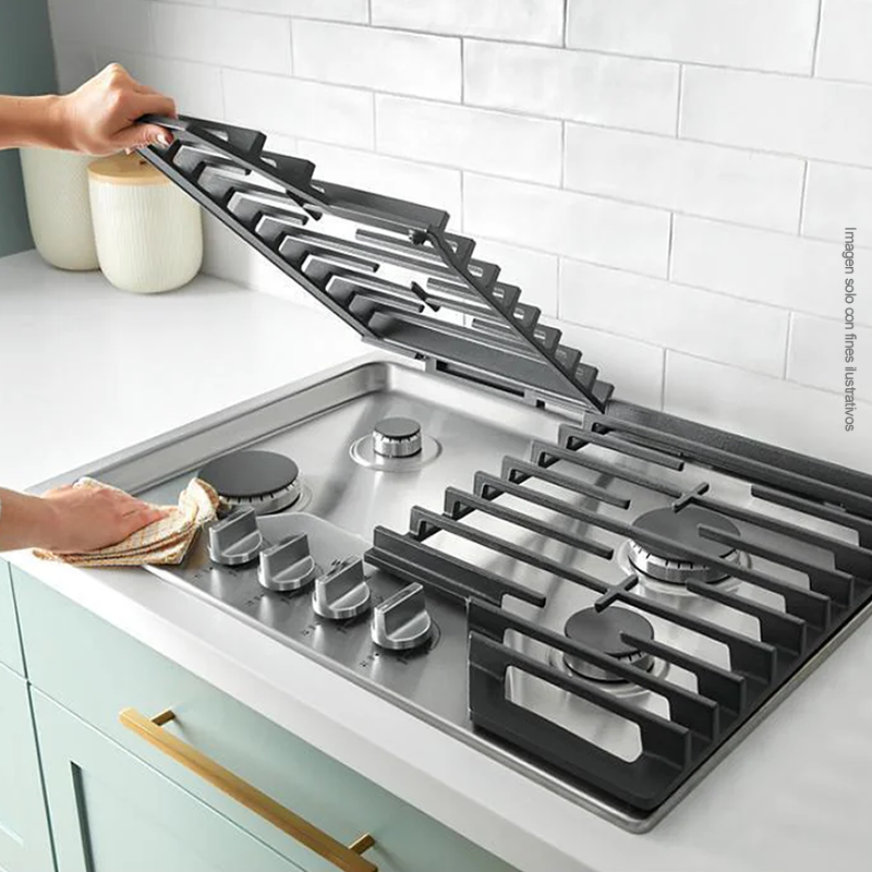 Estufa empotrable a gas de 30” WCGK5030PSC, color acero inoxidable 4 quemadores sellados.