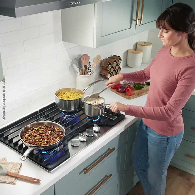 Estufa empotrable a gas de 30” WCGK5030PSC, color acero inoxidable 4 quemadores sellados.