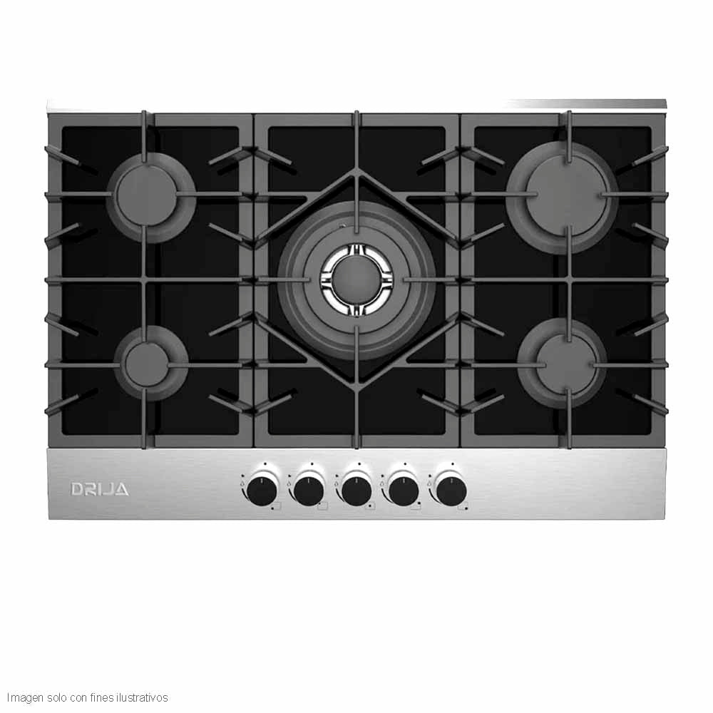 Estufa a gas Ferrara 76 Pro, Drija, 5 quemadores encendido eléctrico 1 porta Wok