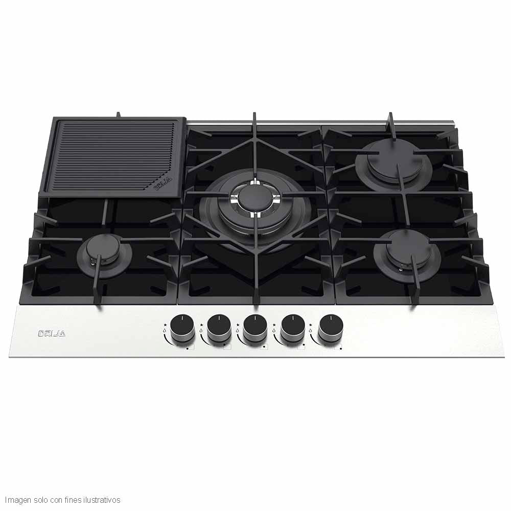 Estufa a gas Ferrara 76 Pro, Drija, 5 quemadores encendido eléctrico 1 porta Wok