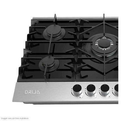 Estufa a gas Ferrara 76 Pro, Drija, 5 quemadores encendido eléctrico 1 porta Wok