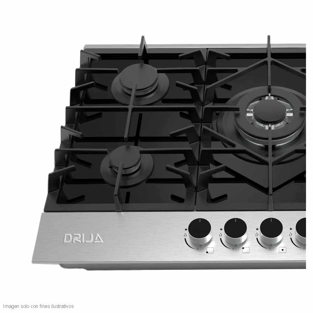 Estufa a gas Ferrara 76 Pro, Drija, 5 quemadores encendido eléctrico 1 porta Wok